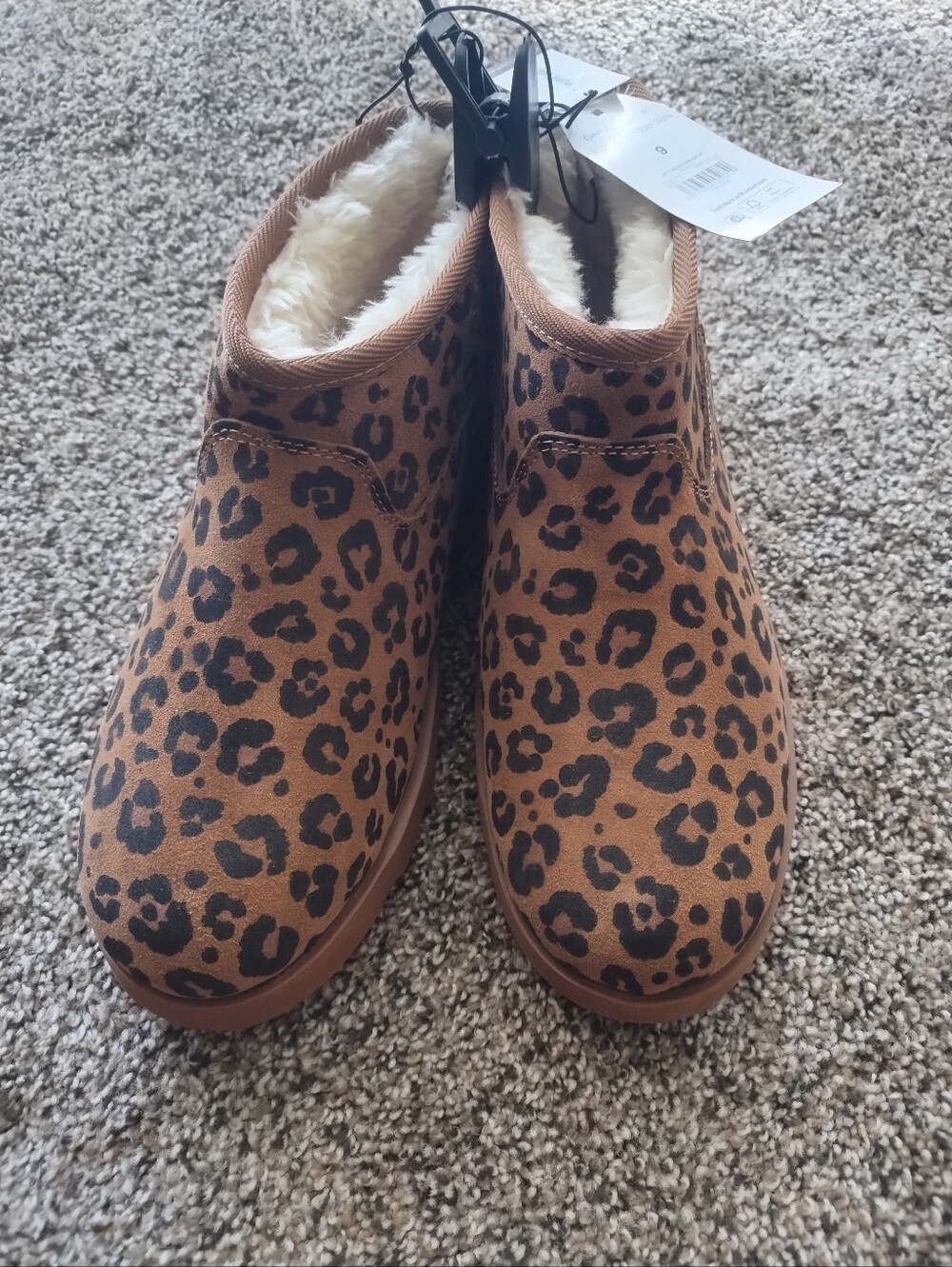 Womens Leopard Print Faux-Fur Lined Ankle Boots - Brown